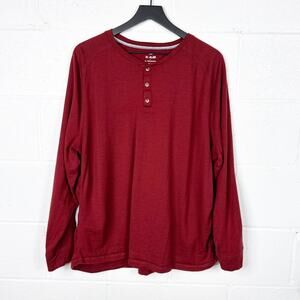 Algo Merino Wool Henley Mens Size XXL Red Long Sleeve Performance Top